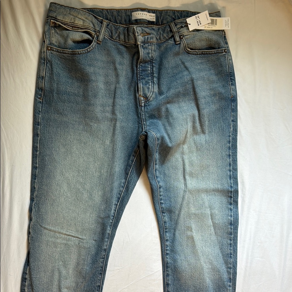 Topman Blue Relaxed Jeans with Subtle Fading